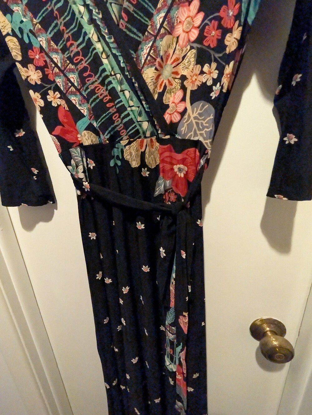 Floral V-Neck Wrap Maxi Dress Size M/L - Picture 6 of 14